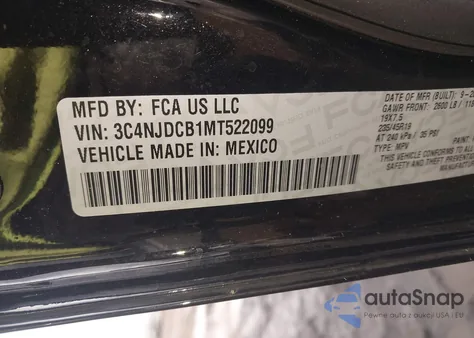 2021 Jeep Compass Limited 4X4 из США, поврежденный, VIN 3C4NJDCB1MT522099